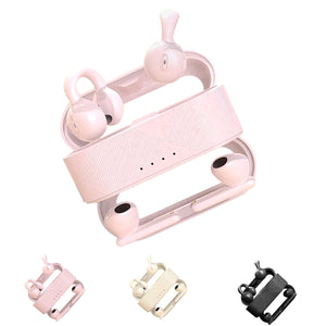 HDKKE Two Pairs Open Ear Wireless Headphones Open Ear Wireless Headphones 48 Hours Battery Life Open Earbuds with Ear Premium Stereo Earbuds Clip Workout Headphones（Pink）